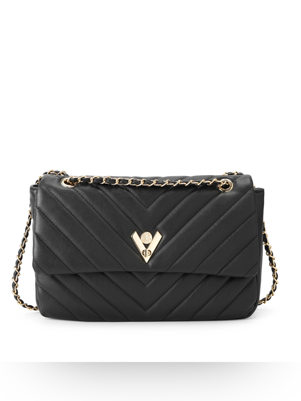 🖤Valentino Orlandi Black Quilted Shoulder Bag, Gold Hardware, Chain Strap